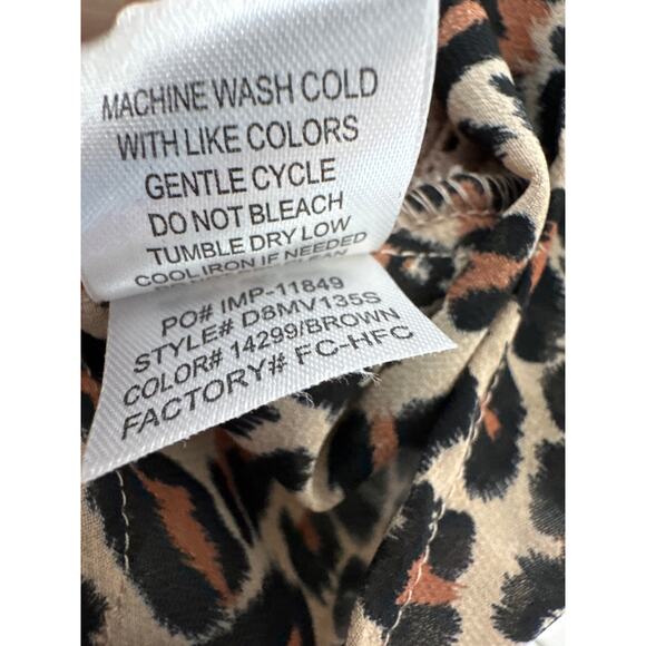 Shyanne Cheetah Print Lace Western Blouse Top Tie Front Roll Tab Sleeve Size XL - Picture 12 of 12